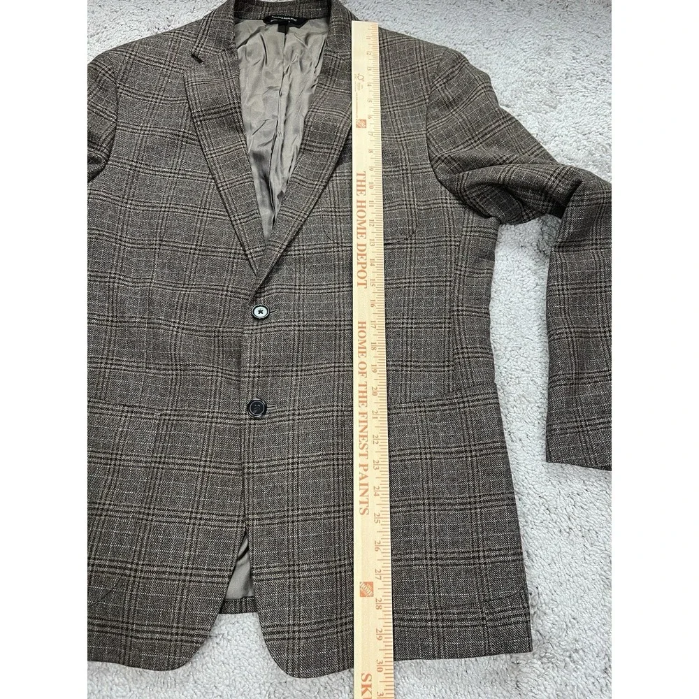 Men's Banana Republic Slim Fit Brown Plaid Blazer Size 42R Single‎ Breasted
